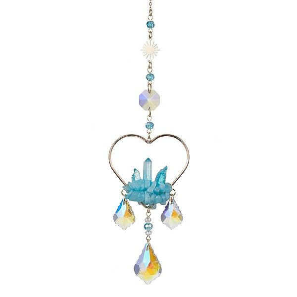 Natural White Jade Wrapped Heart Hanging Ornaments