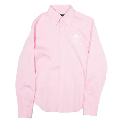 RALPH LAUREN Boys Plain Shirt Pink Long Sleeve 10Y