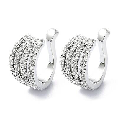 Rack Plating Brass Micro Pave Cubic Zirconia Cuff Earring