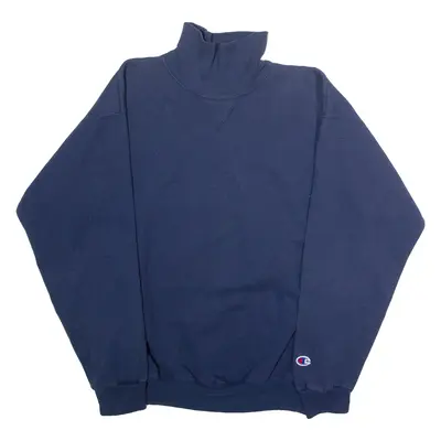 CHAMPION Mens Sweatshirt Blue Roll Neck 90s M