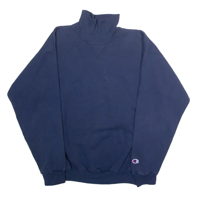 CHAMPION Mens Sweatshirt Blue Roll Neck 90s M