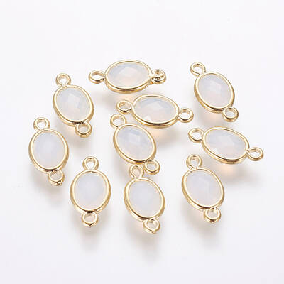 Oval Faceted Golden Brass Opalite Links connectors
