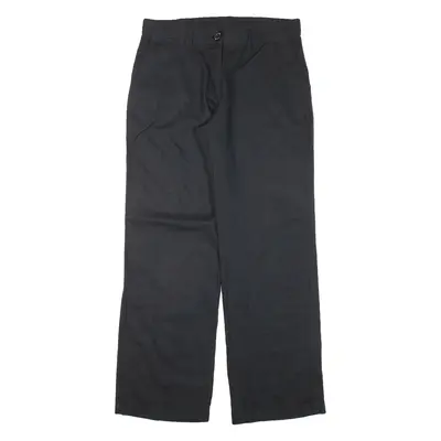BLUE MOTION Womens Trousers Black Loose Straight Linen W32 L31