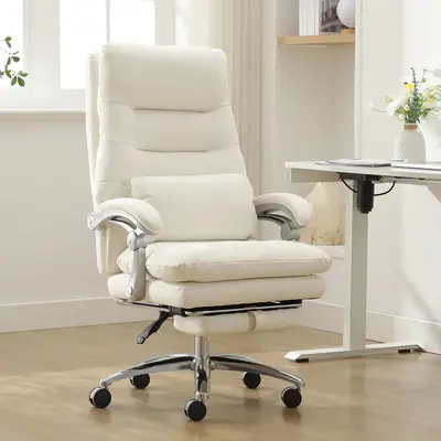 BOWTHY High Back Executive Chair - Comfortable Office and Gaming Chair with Footrest, Thick Padding, and Adjustable Armrests,...