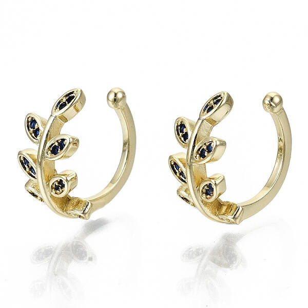 Brass Micro Pave Cubic Zirconia Cuff Earrings