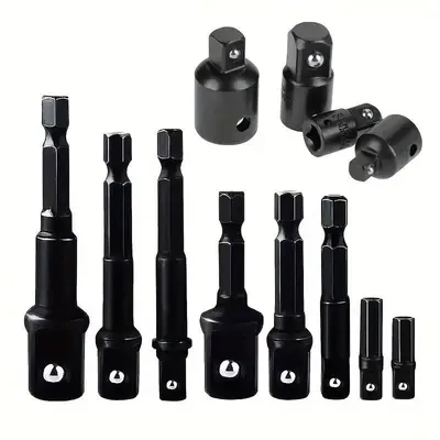 Hex Handle Extension Rod & Ratchet Wrench Socket Adapter Converter Kit, Carbon Steel Shock Resistant & Vibration Resistant Ki...
