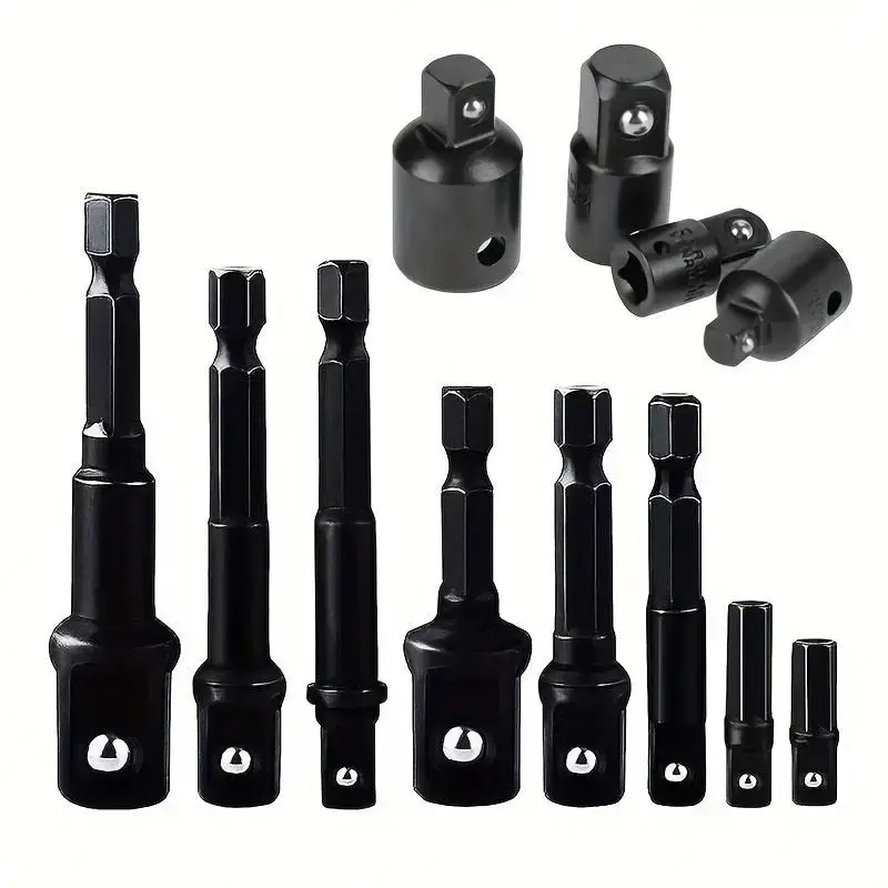 Hex Handle Extension Rod & Ratchet Wrench Socket Adapter Converter Kit, Carbon Steel Shock Resistant & Vibration Resistant Ki...