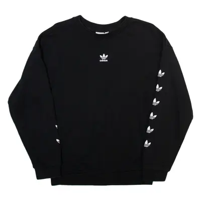 ADIDAS ORIGINALS Womens Sweatshirt Black Crew Neck UK 6