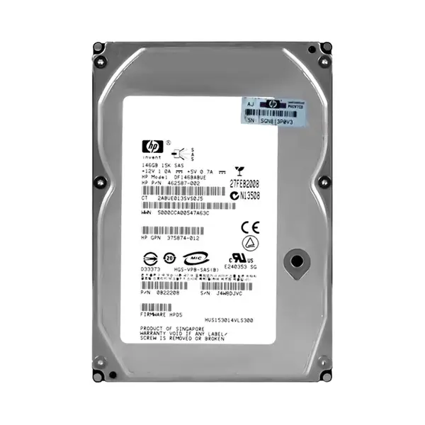 462587-002 HP 146GB 3Gb/s SAS 15000 3.5-inch Hard Drive