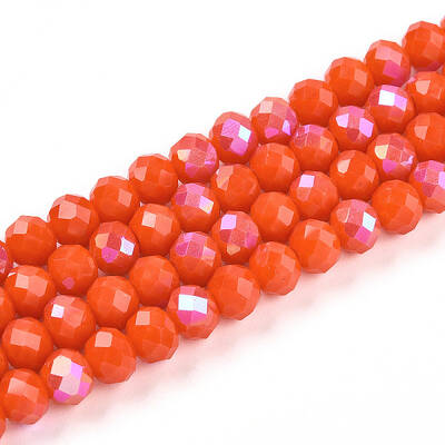 Electroplate Opaque Solid Color Glass Beads Strands