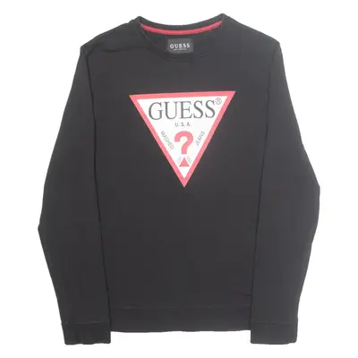 GUESS Womens Sweatshirt Black Crew Neck M