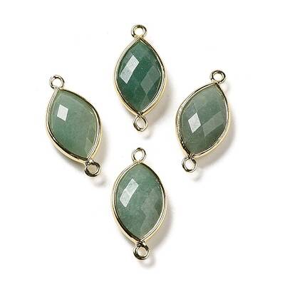 Natural Green Aventurine Faceted Connector Charms