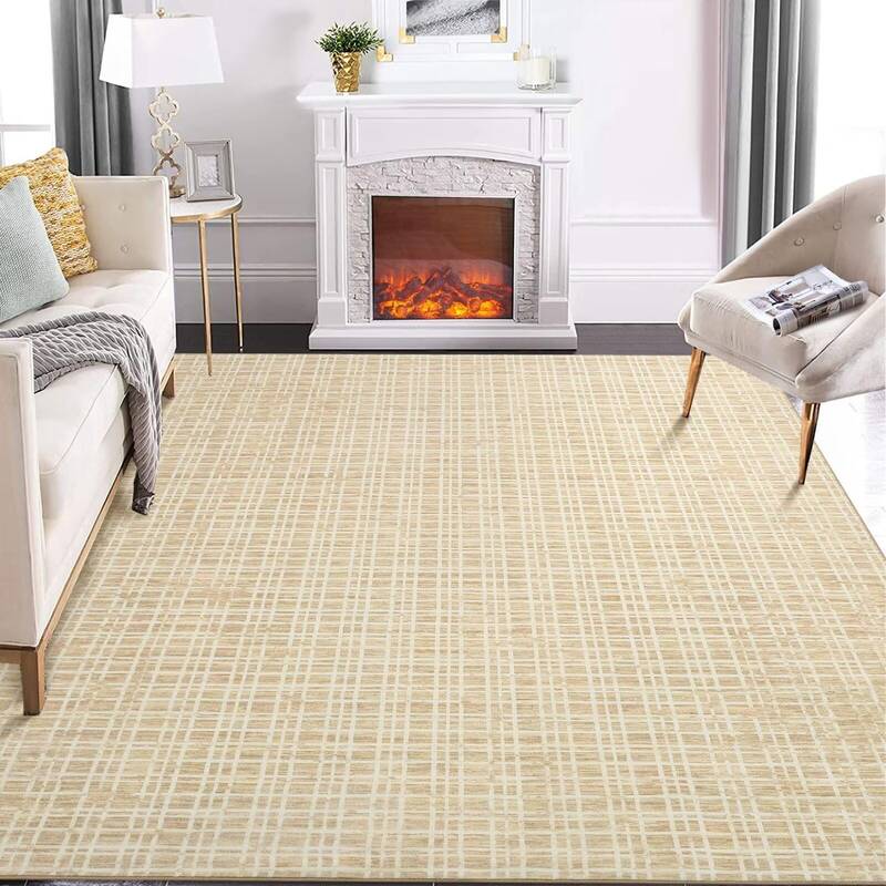 Garvee Washable Rug 8x10 Modern Checkered Area Rugs for Living Room Contemporary Plaid Print Accent Rug Non Slip Backing Thro...