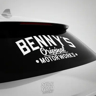 Benny's Original Motorworks Decal Sticker - Custom Cut 8” to 20” - Premium Automotive-Grade Vinyl with Mirror Chrome Fini...