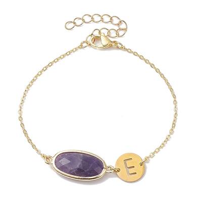 Natural Amethyst Faceted Oval Link Bracelets