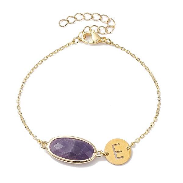 Natural Amethyst Faceted Oval Link Bracelets