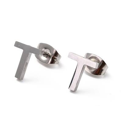Tarnish Resistant 304 Stainless Steel Greek Alphabet Stud Earrings