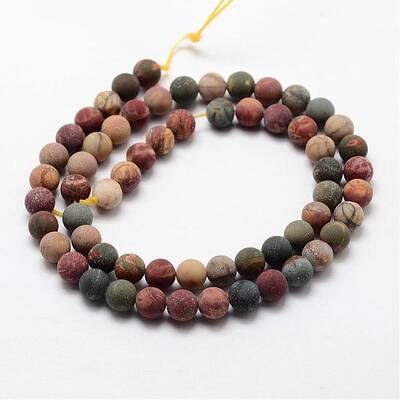 Matte Natural Polychrome Jasper/Picasso Stone/Picasso Jasper Beads Strands