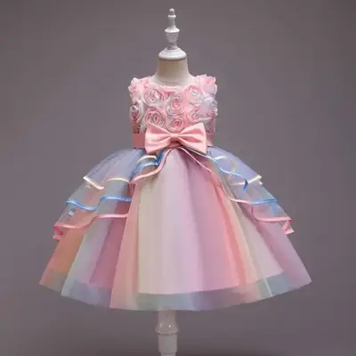 Elegant Princess Dress for Girls Flower Pageant Princess Party Tulle Dress Children's Birthday Cosplay Unicorn Rainbow Dress ...