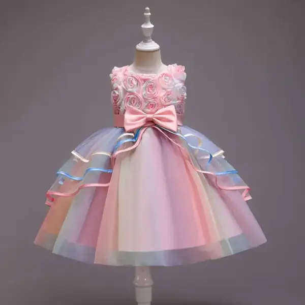 Elegant Princess Dress for Girls Flower Pageant Princess Party Tulle Dress Children's Birthday Cosplay Unicorn Rainbow Dress ...