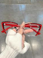 Simple Anti-blue Light Fashion Frames Eyeglasses, Lightweight Eyewear, Basic Cat Eye Frame for Women & Men, Fashionable Eyegl...