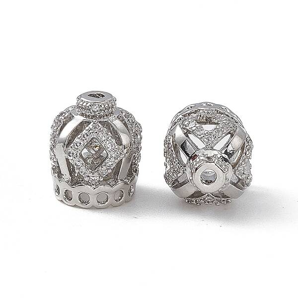 Brass Micro Pave Clear Cubic Zirconia Beads