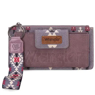 Wrangler Wallet Purse for Women Aztec Clutch Wristlet Wallet with Boho Credit Card Holder