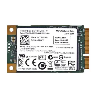 Dell PFHC7 | 80GB Multi-Level Cell SATA 6Gb/s mSATA 1.8-Inch Solid State Drive