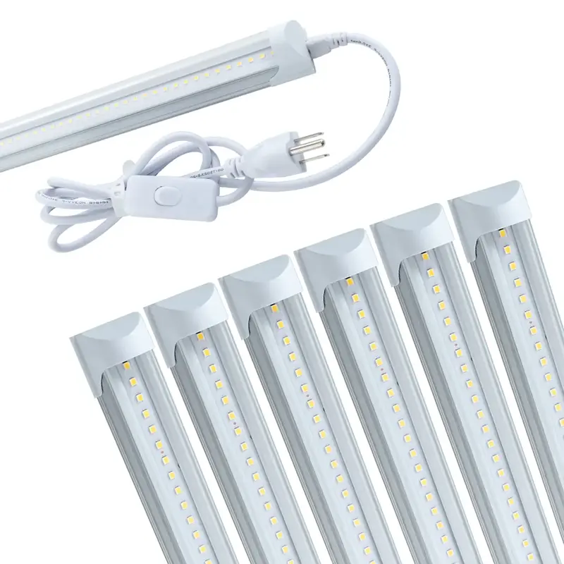JLLED (Pack of 6) 4FT LED Shop Light 24W 4 Foot T8 Integrated Tube Light 6000K Daylight White with ON/Off Switch Cable for Ho...