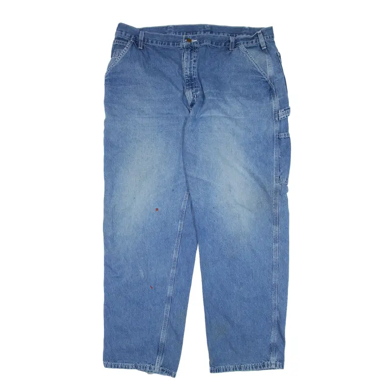 CARHARTT Carpenter Workwear Jeans Blue Denim Relaxed Straight Stone Wash Mens W42 L32