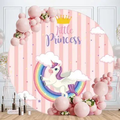 Aperturee Circle Little Princess Pink Baby Shower Backdrop