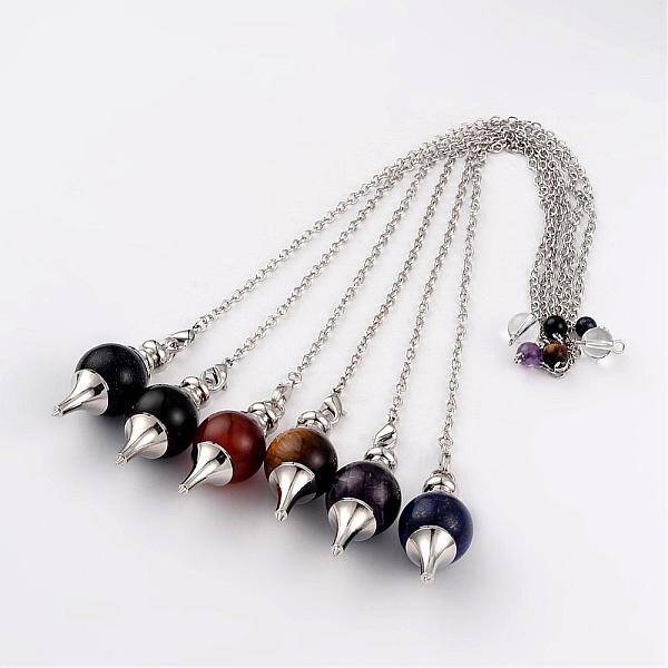 Natural & Synthetic Mixed Stone Sphere Dowsing Pendulums