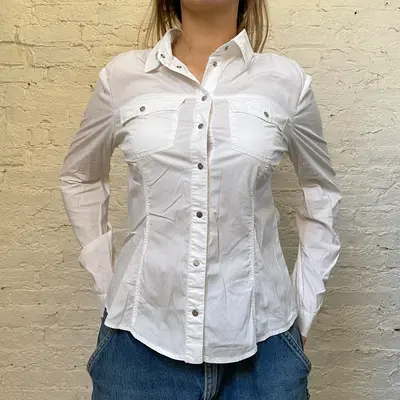 Gf Ferre Shirt - Medium White Cotton Blend