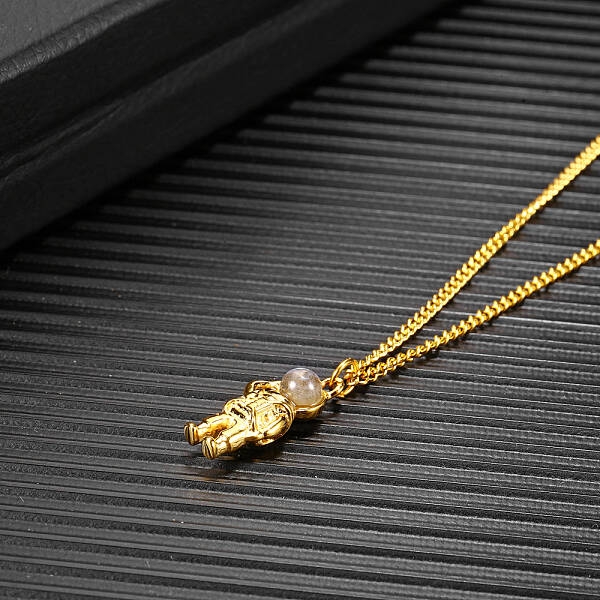 Fashionable Stainless Steel Astronaut Pendant Necklaces for Daily Wear