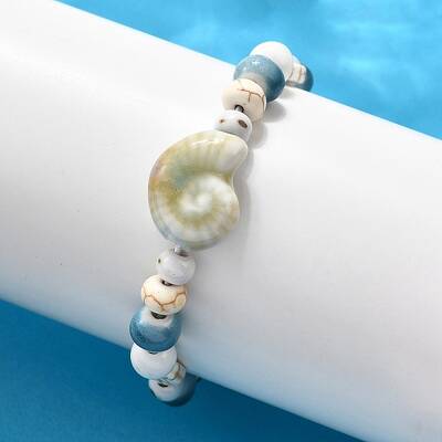 Handmade Porcelain Beads & Synthetic Howlite Beads Stretch Bracelets for Women