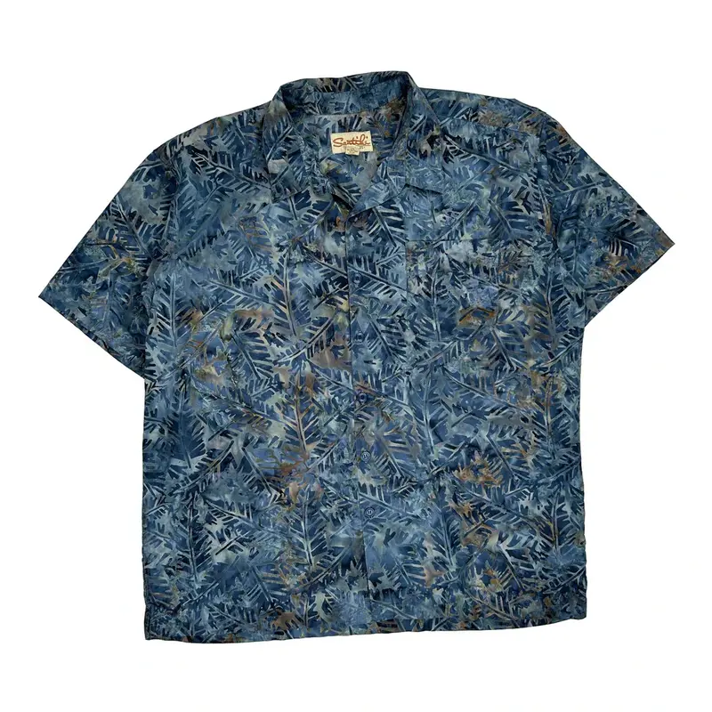 Santiki Hawaiian Shirt - 2XL Blue Cotton