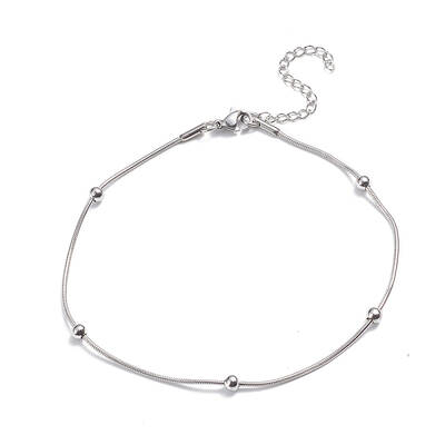 Tarnish Resistant 304 Stainless Steel Round Snake Chain Anklets