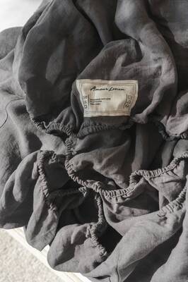Linen fitted sheet in Charcoal | Size: EU Super King