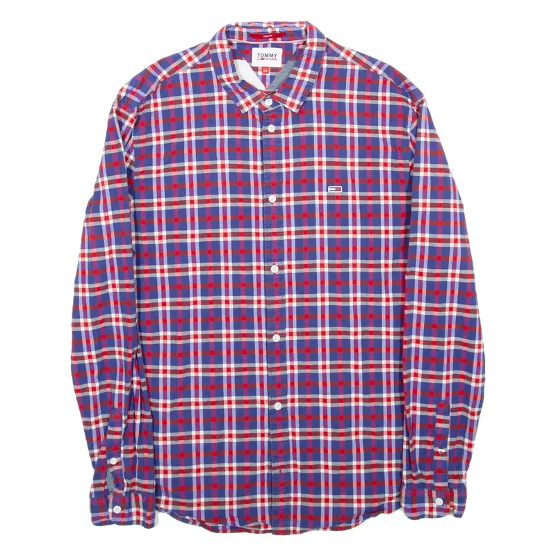 TOMMY HILFIGER Slim Fit Mens Shirt Blue Check Long Sleeve 2XL