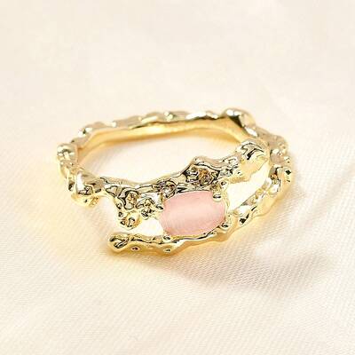 Oval Brass Cat Eye Cuff Rings for Women