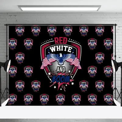 Black Red White Boom Eagle Independence Day Backdrop - Aperturee