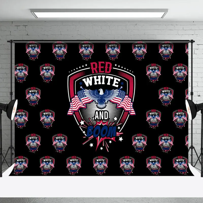 Black Red White Boom Eagle Independence Day Backdrop - Aperturee