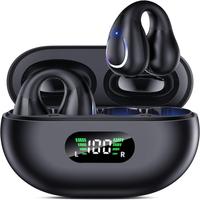 Open Ear Clip Wireless Earbuds Bluetooth 5.3, Sports Earphones Built-in Microphone with Earhooks & Ear Hook, Wireless Chargin...