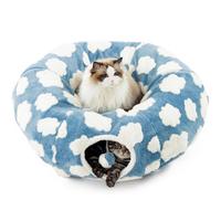 Lesure Cat Tunnel Bed for Indoor Cats - Cute Cat Donut Tunnel with Washable Circle Cushion, Round Pet Play Tunnel Toy for Kit...