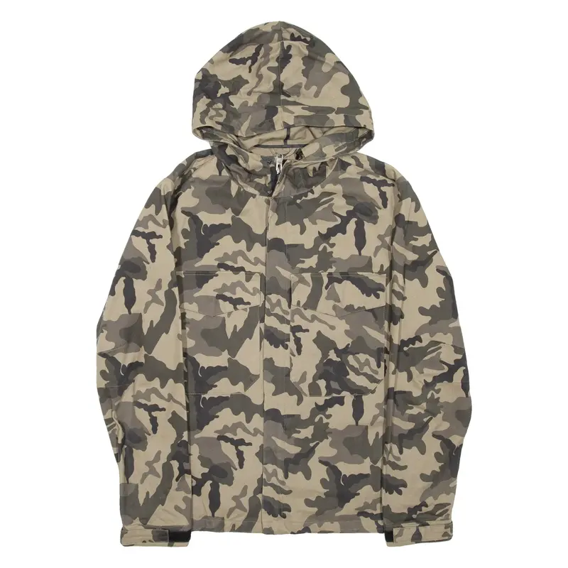 ZARA MAN Mens Jacket Brown Hooded Camouflage S