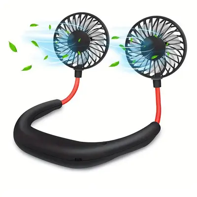USB Rechargeable Portable Neck Fan, Hands-Free Personal Wear Fan with 360° Adjustable 3-Speed Settings for Travel, Office, H...