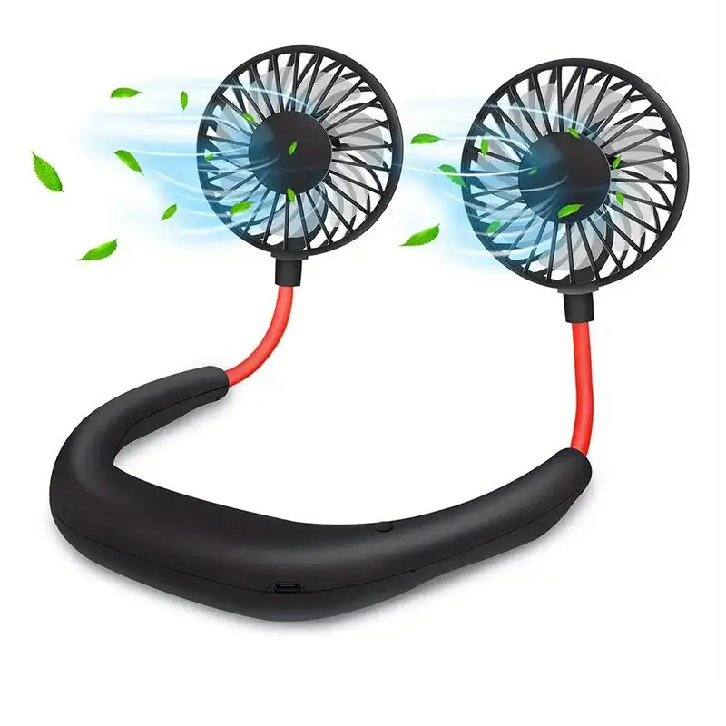 USB Rechargeable Portable Neck Fan, Hands-Free Personal Wear Fan with 360° Adjustable 3-Speed Settings for Travel, Office, H...