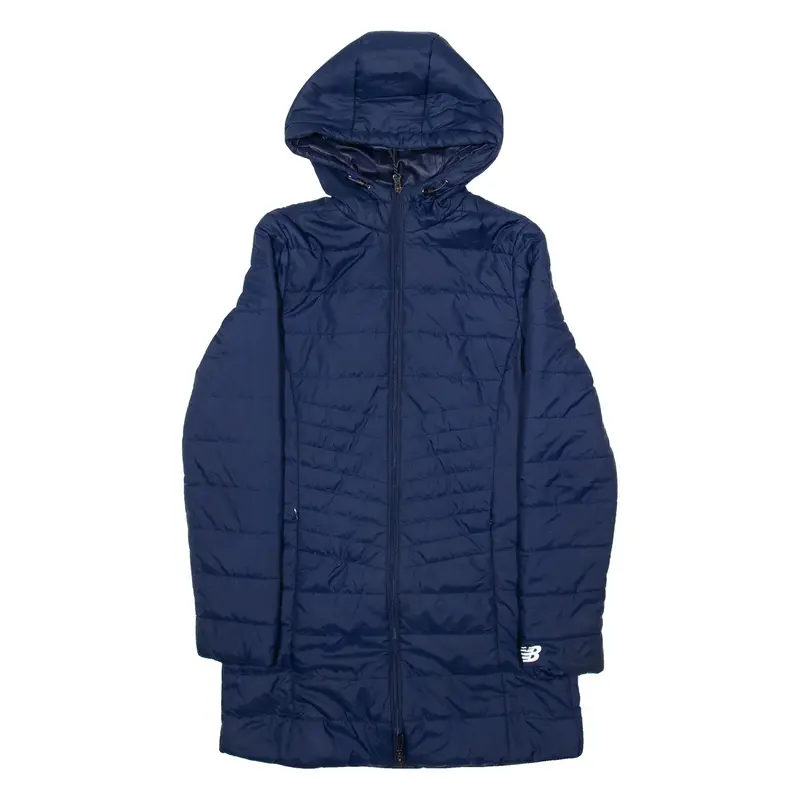 NEW BALANCE Womens Puffer Coat Blue Hooded S