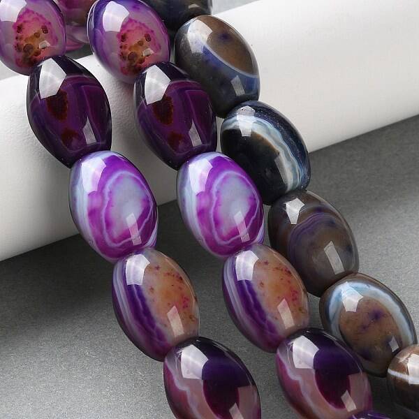 Natural Banded Agate (Dyed & Heated) Beads Strands