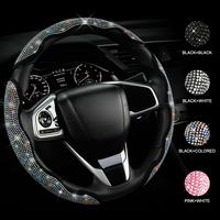 Queen's Land Diamond Bling Car Steering Wheel Cover with Crystal Rhinestones,3PCS Segmented Steering Wheel Protector,Universa...